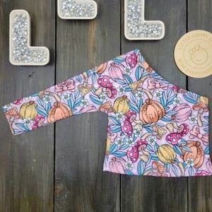 One Shoulder Pumpkin Floral Mushroom Fall Top